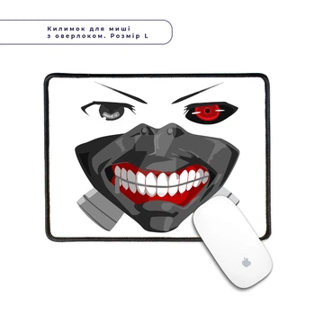Коврик для мишки с оверлоком Токийский гуль Кэн Канэки маска(Tokyo Ghoul in mask) (5962-3525-L) L