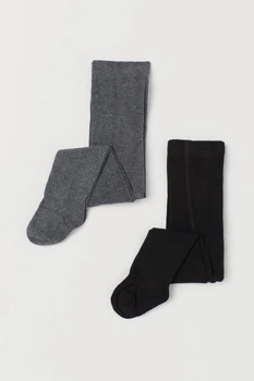 Колготки (2шт) H&M 62 68см серый, черный 22024931030