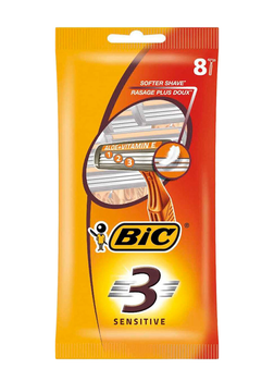 Набір бритв без змінних картриджів bic sensitive 3 (8 шт) (3086126692586)