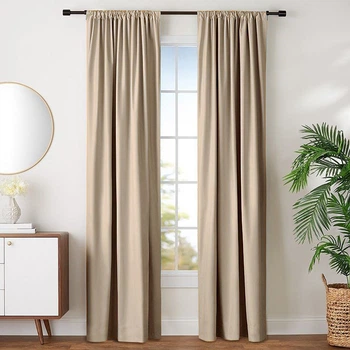 Комплект штор Lux Portiery Оксамит-велюр Пісочний 200×275 см - 2 шт (В1016)