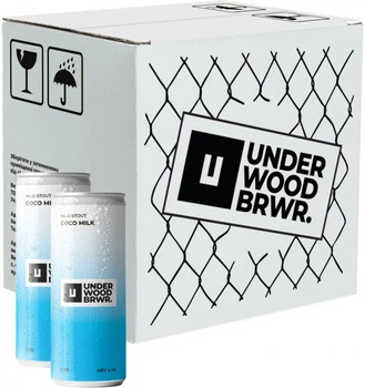Упаковка пива Underwood Brewery COCO MILK темне нефільтроване 4.4% 0.33 л х 6 шт. (4820224360430)