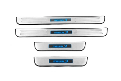 Накладки на пороги Libao LED (4 шт, нерж) для Mazda 3 2009-2013 рр