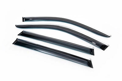 Ветровики с хромированным молдингом Long (4 шт, HIC) для Mercedes S-сlass W222 2013-2022 гг