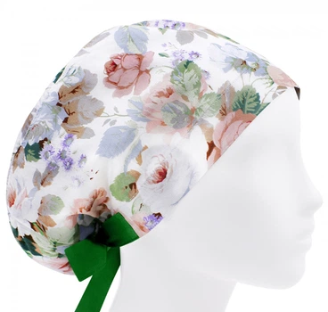 Медицинская шапочка женская HeadwearUniverse универсальная принт Букеты роз на белом