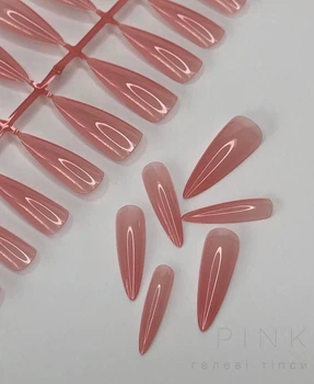 Камуфлирующие гелевые типсы для наращивания ногтей 240 шт (Pink Стилет)