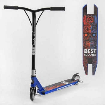 Самокат трюковый Best Scooter 50352 HIC-система, ПЕГИ, алюминиевый диск и дека, колёса PU d-110мм, ширина руля-52см, высота - 83см, в коробке