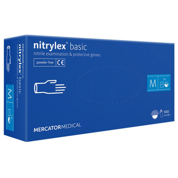 Нитриловые перчатки Mercator Nitrylex Basic размер M синие (50 пар)