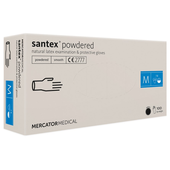 Латексные перчатки Mercator Santex Powdered размер M кремовые (50 пар)