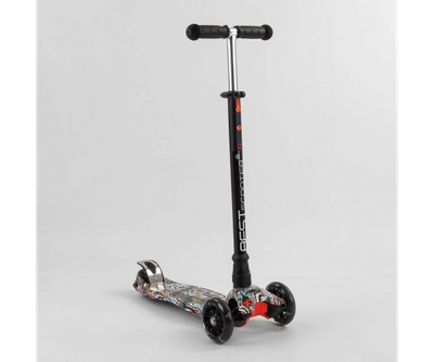 Дитячий самокат з колесами що світяться Best Scooter Maxi 1539 Чорний
