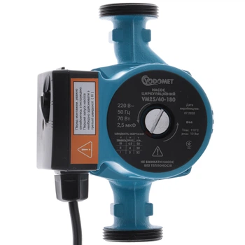 Насос циркуляційний VODOMET з мокрим ротором VM25/40-180 70Вт 3м³/ч Hmax 4.5м 1 1/2" VO0002
