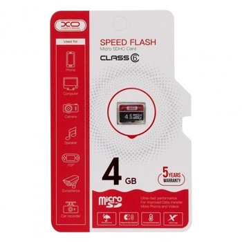 Карта пам'яті XO microSDHC 4Gb class 6