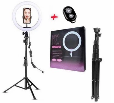 Кольцевая LED Лампа Ring Light 26 см с держателем для телефона + Штатив высотой до 2-х метров + Bt пульт для телефона