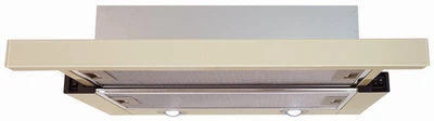 Витяжка Luxor Fantom 2 двигуни 1000 м3 F 60 Rustik Beige Glass LED Pro + гофротруба в комплекті біжове скло, шампань слонова кістка