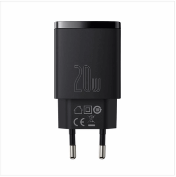 Зарядний пристрій МПЗ Baseus Compact Quick Charger 20W QC+ PD (Type-C+USB) black