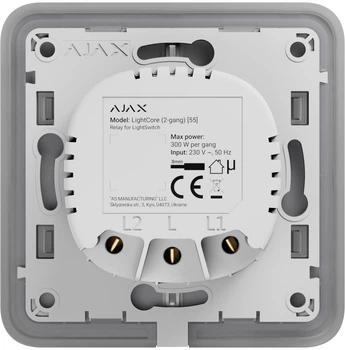 Реле двоклавішний вимикач Ajax LightCore 2-gang для LightSwitch Jeweler бездротовий (000029718)