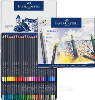 Кольорові олівці FABER-CASTELL GOLDFABER 48 кольорів у металевій коробці, 114748