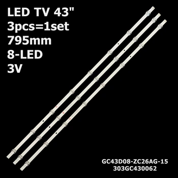 LED підсвітка TV 43" inch 795mm 8-led 3V JL.D43081330-324DS-M_V04 GC43D08-ZC26AG-15 303GC430062 3pcs=1set