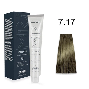 Фарба для волосся 7.17 блондин попелясто-дерев'яний Royal Jelly Color Mirella,100 мл