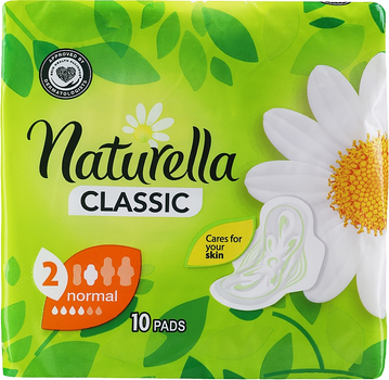 Гігієнічні прокладки з крильцями, 10шт - Naturella Classic Camomile Normal, Derma-Cream 10шт (791859-23339)