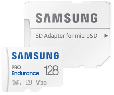 Карта памяти Samsung PRO Endurance microSDXC 128GB Class 10 UHS-I U3 V30 + SD адаптер (MB-MJ128KA/EU)