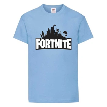 Футболка детская Фортнайт (Fortnite LOGO) светло голубая (FT-02) 164 см
