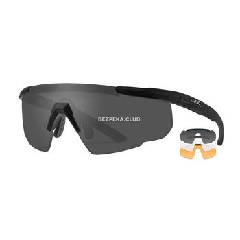 Защитные баллистические очки Wiley X SABER ADVANCED серый/прозрачный/оранжевый цвет линз Черный