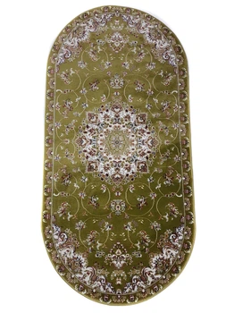 Классический ковер из полиэстера SILK STAR 0.8х1.6 м. Овал GREEN 1858Е