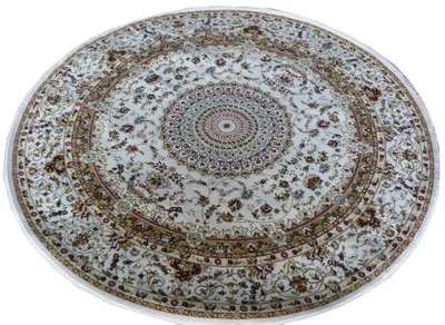 Класичний килим із поліестеру SILK STAR 3х3 м. Кругла WHITE 1862C