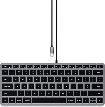 Проводная клавиатура Satechi Slim W1, клавиши с подсветкой и подключением USB-C – для M2/M1 MacBook Pro/Air, M2/M1 iPad Pro/Air, M2 Mac Mini, M1 iMac. Раскладка американская и украинская (USA-UA)