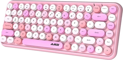 Беспроводная клавиатура Ajazz 308I мини-клавиатура с 84 клавишами, технология беспроводного подключения Bluetooth 2,4 ГГц. Цвет - Розовый, С американской и украинской раскладкой (ENG-UA)