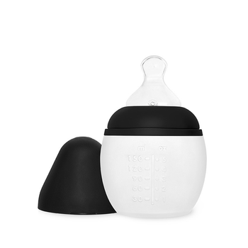 Антиколікова пляшечка для годування дитяча силіконова Èlhèe BibRond 150 ml Black