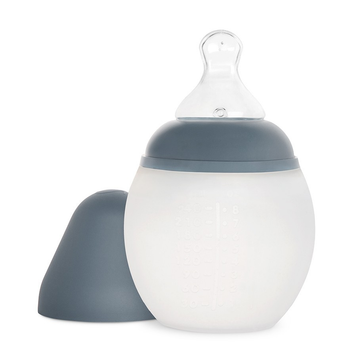 Антиколікова пляшечка для годування дитяча силіконова Èlhèe BibRond 240 ml Blue Gray