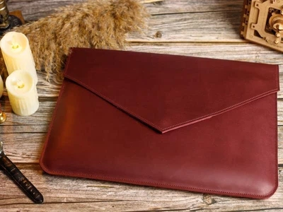 Шкіряний чохол-конверт на магніті LC-11 для ноутбука Apple / Asus / Dell / Lenovo / HP / Honor / Acer / Huawei / Xiaomi - 13" Коричневий