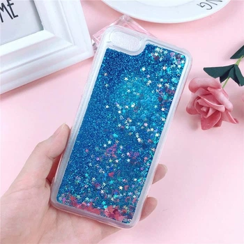Чехол Glitter для Iphone 7 Plus / 8 Plus Бампер Жидкий блеск Синий