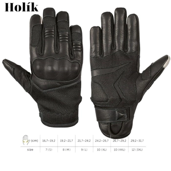 Тактичні сенсорні шкіряні рукавички Holik Beth black розмір М