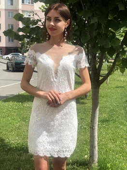 Женское платье с гипюра Poliit 8484 белый 38