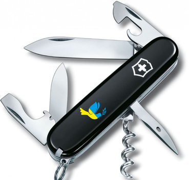 Складной швейцарский нож Victorinox SPARTAN ARMY (Vx13603.3_T1036u) 12 функций 91 мм черный емблема Голубь мира