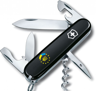Складной швейцарский нож Victorinox SPARTAN ARMY ( Vx13603.3_T1130u) 12 функций 91 мм черный емблема Украина ЕС