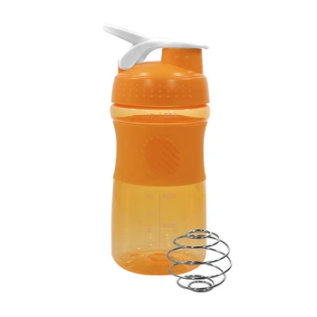 Спортивный шейкер с пружиной Lesko HC804 Orange бутылка с поилкой объем 550ml для воды смешивания коктейлей