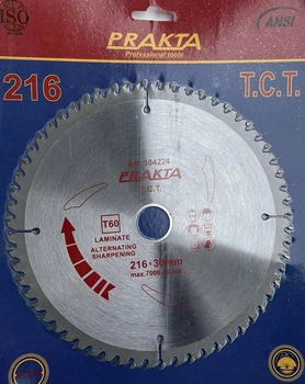 104224 Диск пильний PRAKTA Т.С.Т. 216*30мм* 60Т