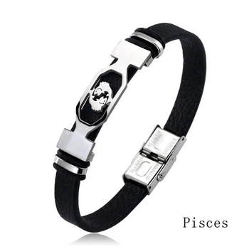 Браслет шкіряний «Знак зодіаку» Риби, Pisces (20 лютого – 20 березня)