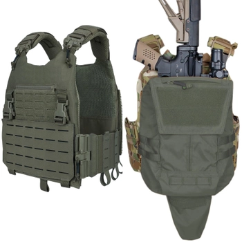Плитоноска броніжелет Олива на 6 магазинів зі штурмовою панеллю рюкзак під гвинтівку AR,АК Olive Ranger Green IDP7404RG
