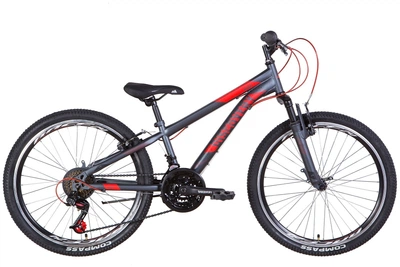 Велосипед Discovery RIDER AM DD ST 24" 11,5" темно-серебристый с красным