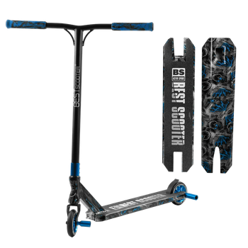 Трюковый самокат с принтом Best Scooter Черный с синим вид 1