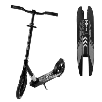 Самокат двоколісний з великими колесами та амортизатором Best Scooter Чорний з білим