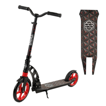 Самокат двоколісний з великими колесами та амортизатором Best Scooter Чорний з червоним