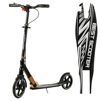 Самокат двухколесный с большими колесами и ручным тормозом Best Scooter Черный