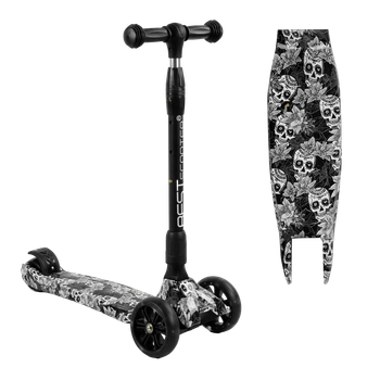 Самокат трехколесный со светящимися колесами Best Scooter Черный с белым