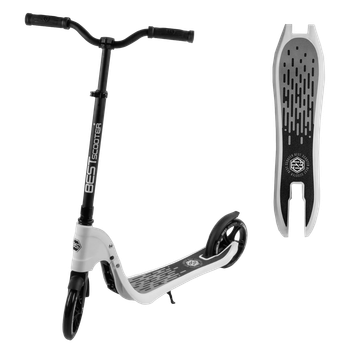 Самокат двоколісний з великими колесами і підніжками Best Scooter Чорний з білим