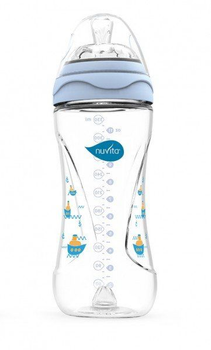 Бутылочка для годування Nuvita Mimic 330 мл 4м+ Антиколікова, блакитна NV6050Blue